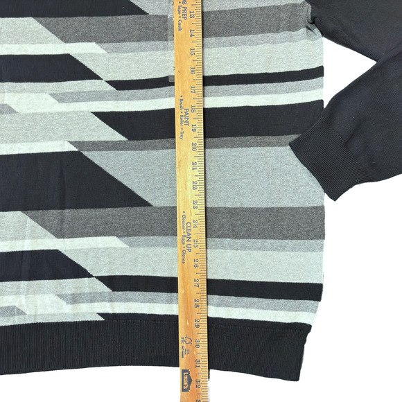 Alfani 100% Cotton Golf Black Gray Striped Crewneck Sweater Men’s XXLarge - Picture 8 of 13